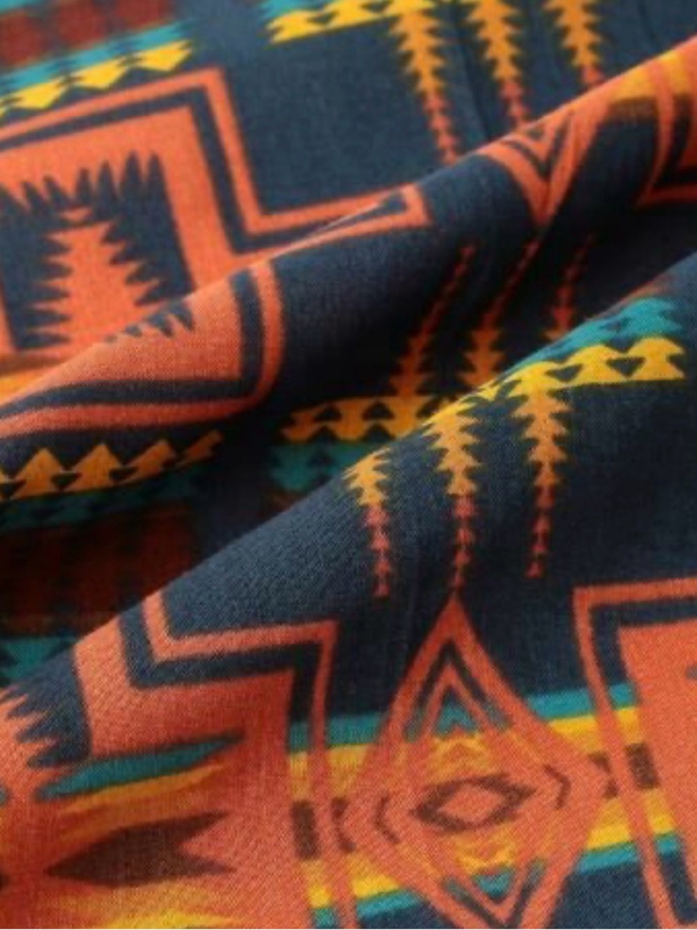 Pendleton Navy Cotton Bandana with Red, Orange and Yellow Native American Motif - Picture 6 of 7